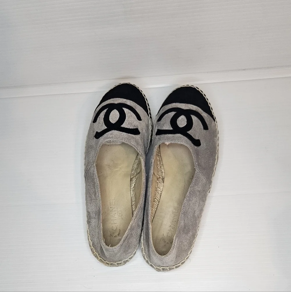 CHANEL Black and Gray Espadrilles Size  40